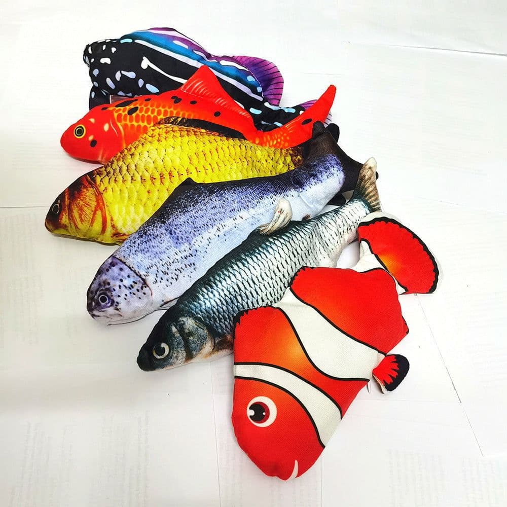 image-Interactive Plush Fish Cat Toy - USB Rechargeable