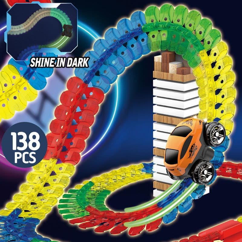 image-Soft rubber track roller coaster gravity-free track car cross-border e-commerce electric variety diy small train children's toys