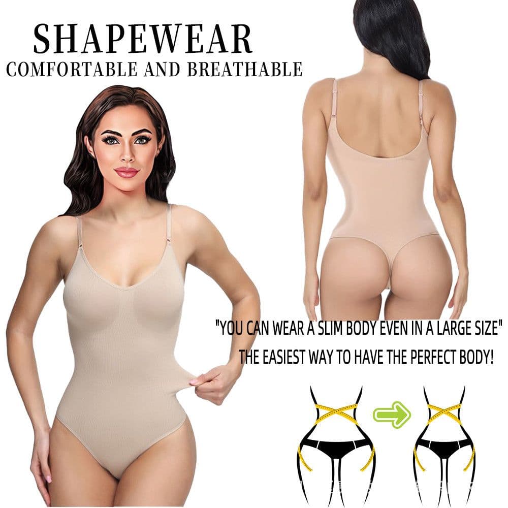 image-Nigar Seamless Shaping Bodysuit - Black Thong