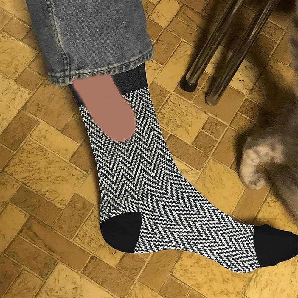image-Socks - Black Red Stripes Cotton Mid-Tube