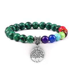 image-European and American cross-border foreign trade creative 8mm bead bracelet Volcanic lava hand string wooden beads alloy tree of life pendant