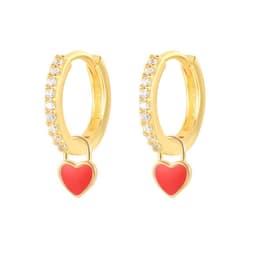 image-S925 Heart-Shaped Earrings - Platinum-White Oil Drop
