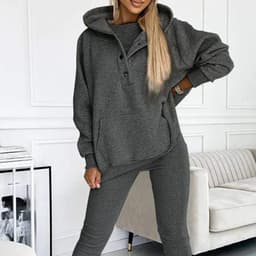 image-Women's 2024 Slim Hooded Sweatshirt Three-Piece Set