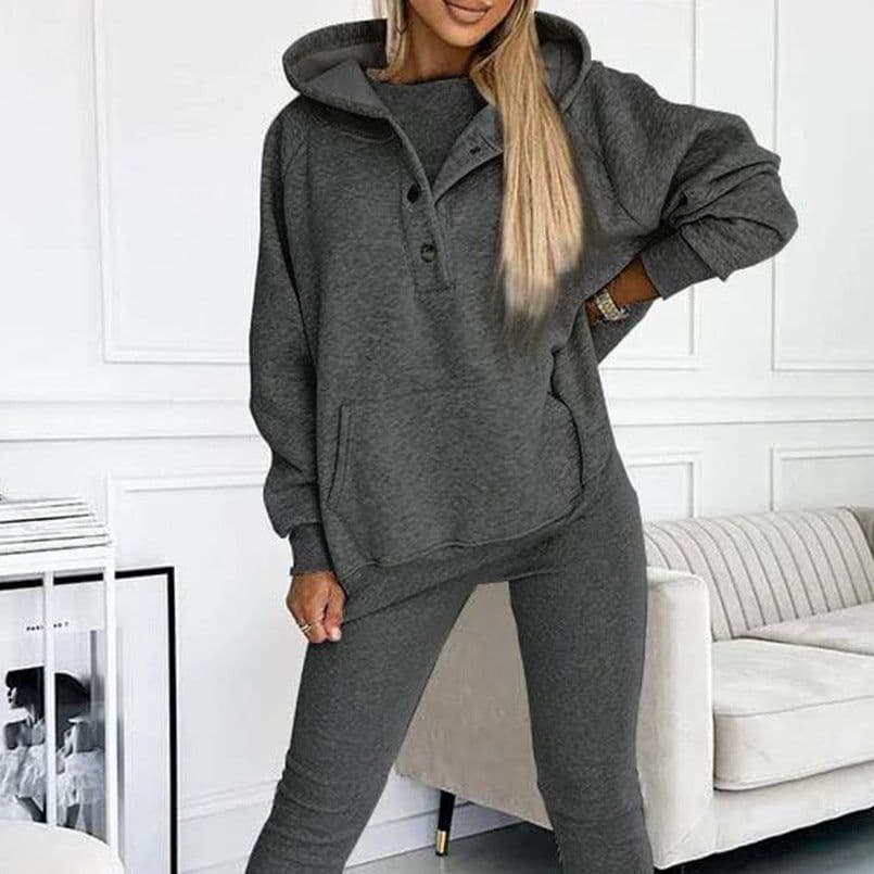 image-Women's 2024 Slim Hooded Sweatshirt Three-Piece Set