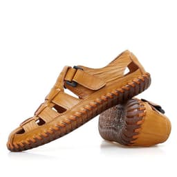 image-Men's Leather Sandals Yellow Size 47 Casual