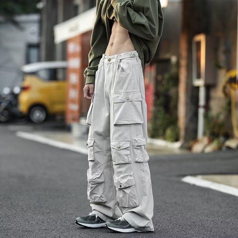 image-American tide brand assault trousers men's spring and autumn new high street vintage functional wind tooling casual trousers