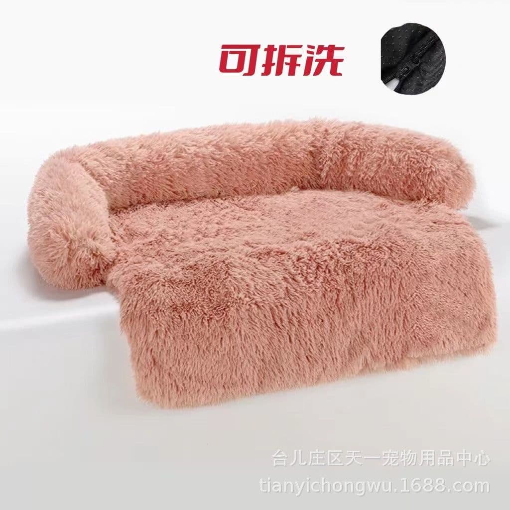 image-Premium Plush Pet Litter Sofa Bed With Blanket Dual Use