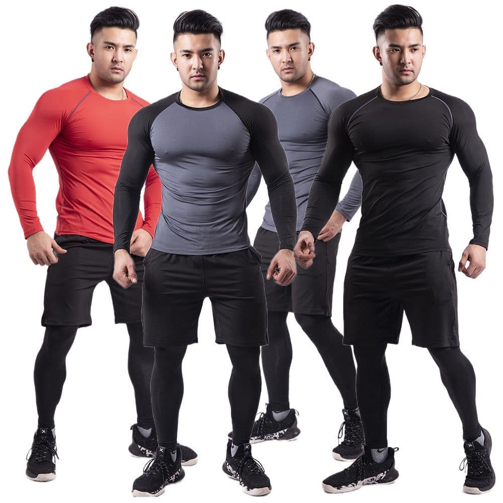 image-Si Ge Tu Fitness Long Sleeve - Gray 3XL Quick Dry