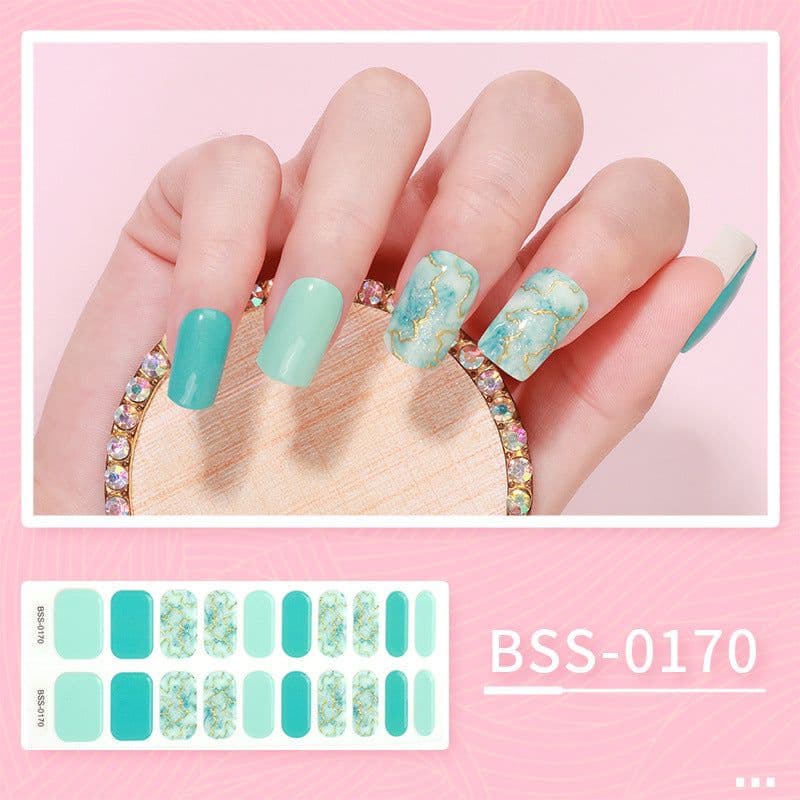 image-Cross-border 2023 European and American Gel Nail Sticker Waterproof 3D Bronzing Flower UV Phototherapy Semi-curing Nail Sticker Wholesale