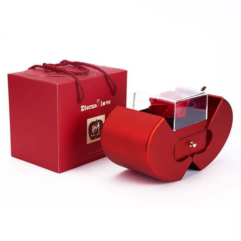image-Jewelry Gift Box with Rose - 130mm Corrugated Paper