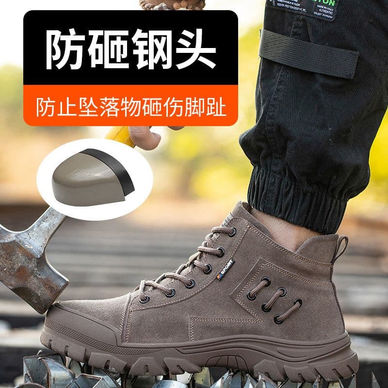 image-Haojia Men's Steel Toe Safety Work Shoes - Black