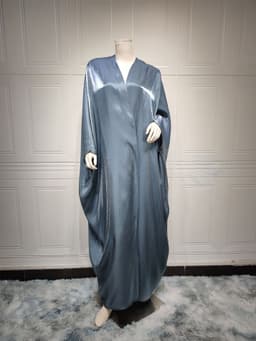 image-Polyester Bright Satin Robe - Dark Pink Long Sleeve
