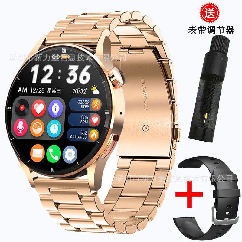 image-QS39 Smart Watch - Bamboo Steel Gold 1.32"