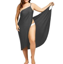 image-2023 milk silk shawl summer Amazon Europe and the United States new large size dress pure color sexy strap beach skirt