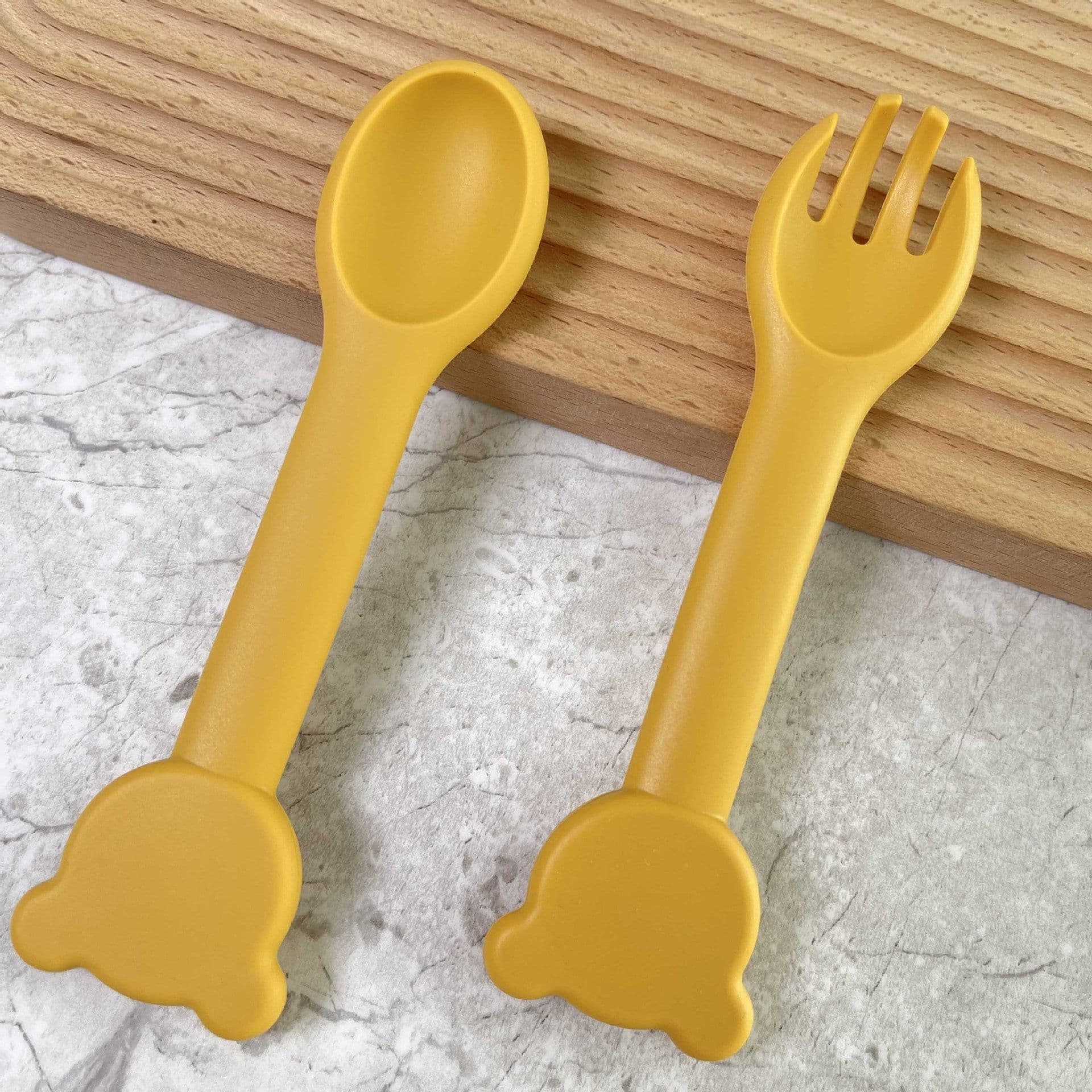 image-Baby Silicone Bowl Set - Fork & Spoon for 12+ Months