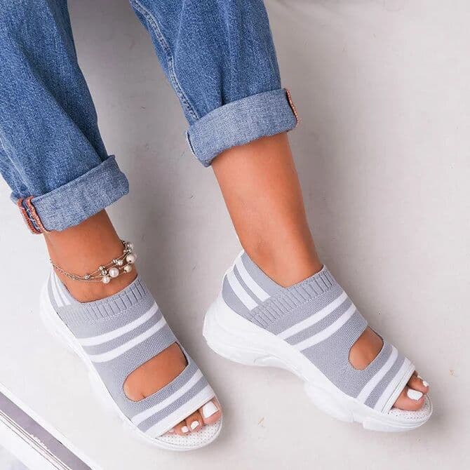 image-wish sandals female 2020 new sports summer flat bottom thick bottom muffin with trendy net red fashion casual