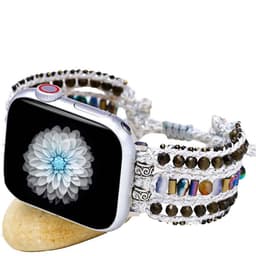 image-Foreign trade e-commerce new obsidian natural stone woven apple watch strap bohemian style apple watch strap wholesale