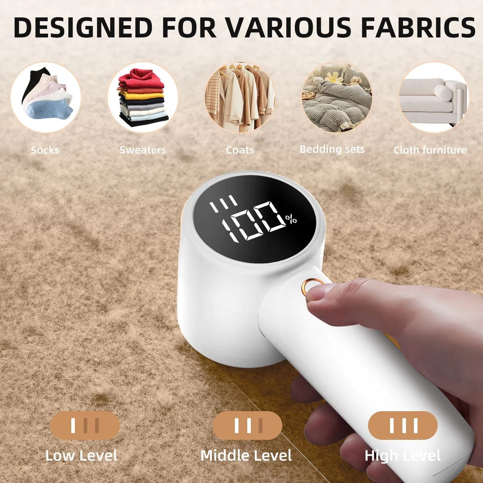 image-Cross-border digital display hair ball trimmer cordless electric high-speed household portable hair ball remover six-leaf steel knife