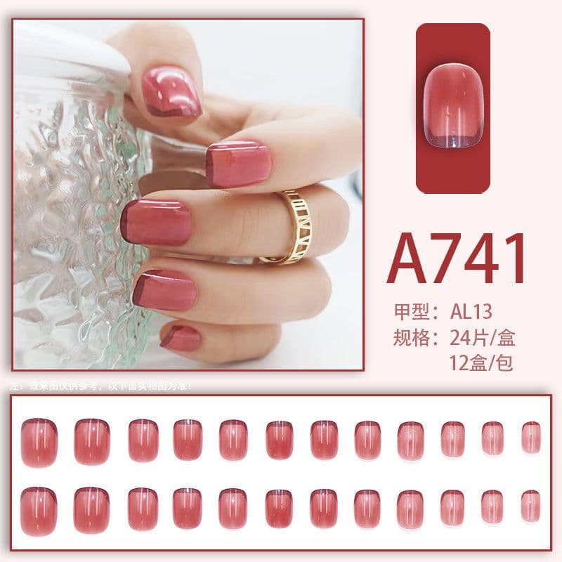 image-Fresh French flowers, cute ins wind, ice and transparent stars, long style, short style, white, high-end manicure and wearable nails