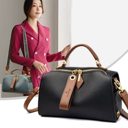 image-Boston Shoulder Bag - Black PU Casual