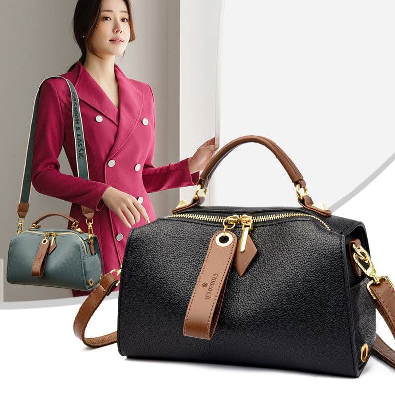 image-Boston Shoulder Bag - Black PU Casual