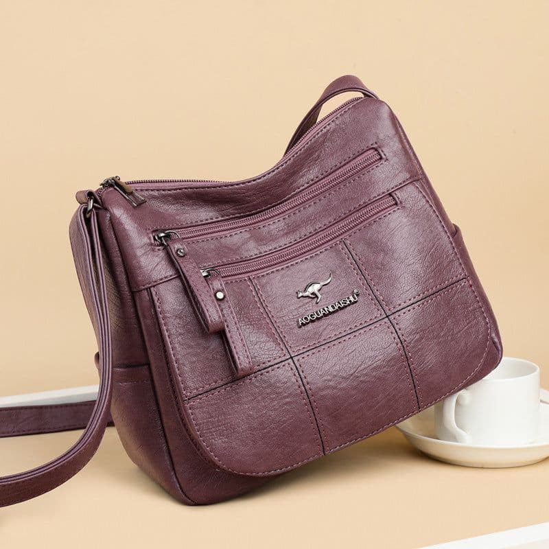 image-PU Shoulder Bag - Purple Small Square Soft Mother Bag