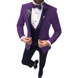 image-Cross-border new men's suit three-piece lapel slim wedding groom best man suit men's suit