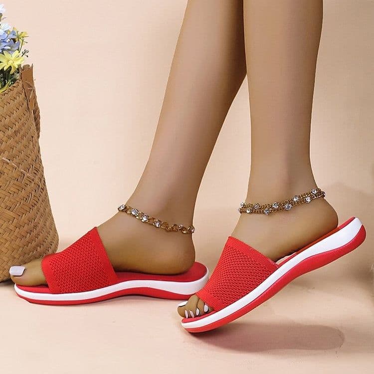 image-Wish independent station sandals 2022 spring and summer new knitted thick bottom 36-43 large size flat slippers women wholesale