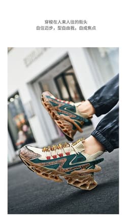 image-Men's Running Shoes - High Top Blade Outsole Sneakers