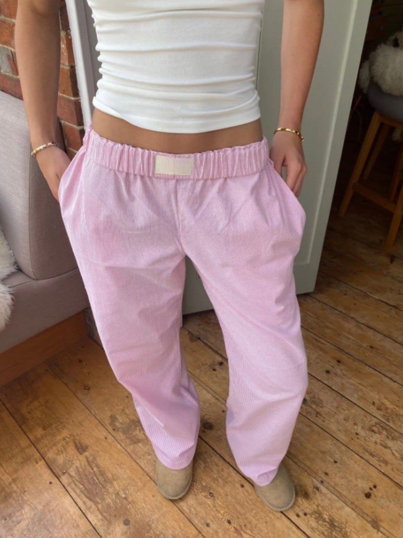 image-Boli Family Women's Striped Casual Pants - Pink High Waist