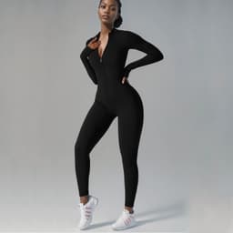 image-Women's Long-Sleeve Yoga Jumpsuit - Mist Blue XL