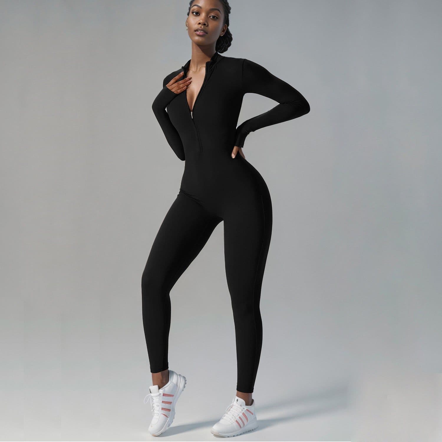 image-Women's Long-Sleeve Yoga Jumpsuit - Mist Blue XL