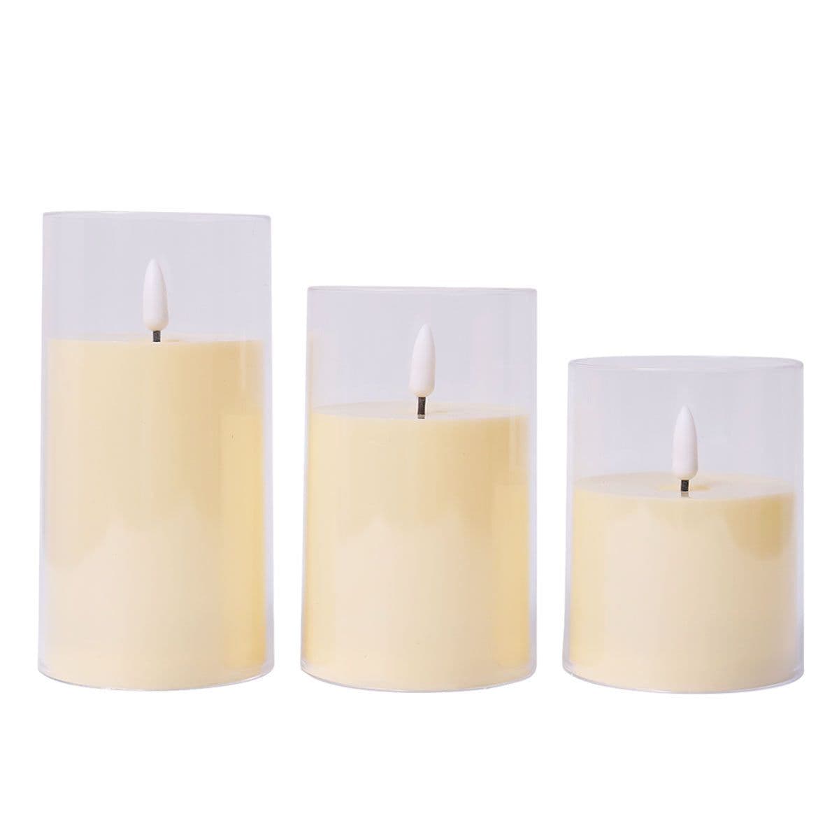 image-Zhu Sheng LED Candle - White Cylindrical Christmas LED Candle Set of 3
