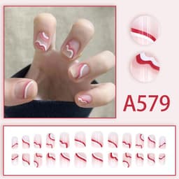 image-Winter fresh and simple pure lust style bride dance wear nails rainbow love rose fake nails wholesale