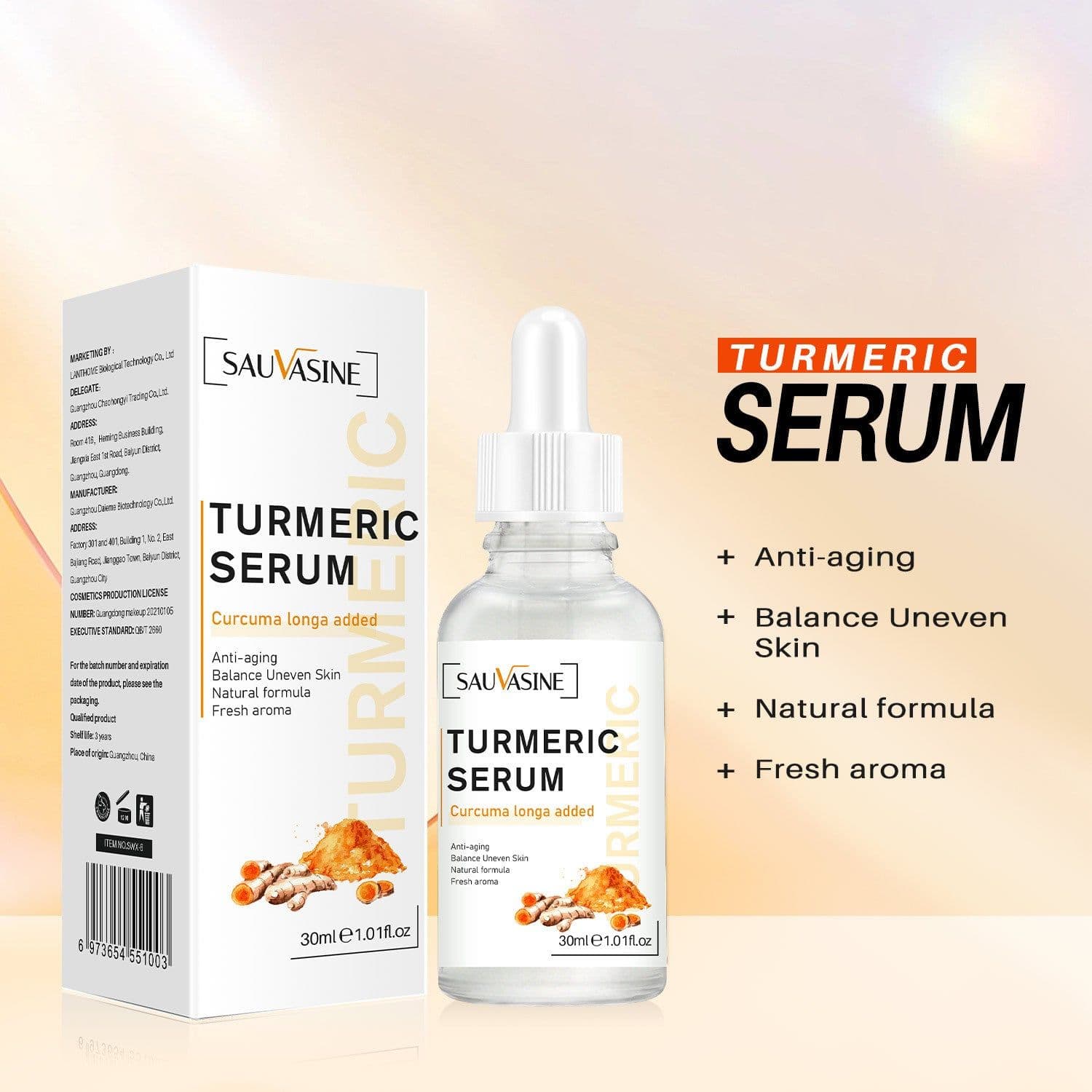 image-SAUVASINE Turmeric Essence - Anti-Wrinkle Hydrating Moisturizer 3 Years Shelf Life