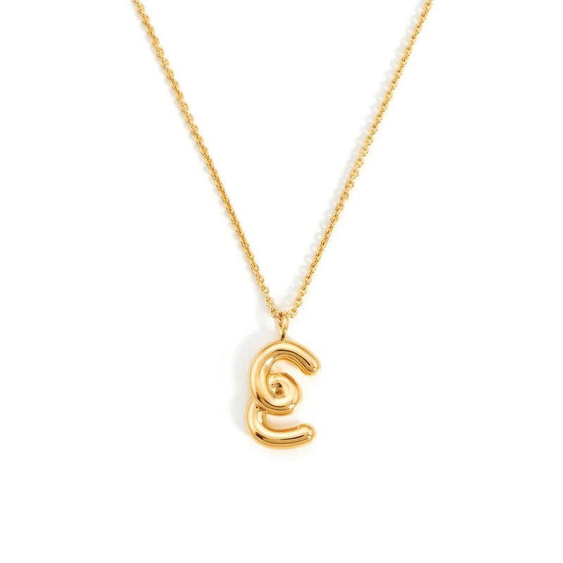 image-Brass Alphabet Necklace Unisex Initial Pendant Gold Plating