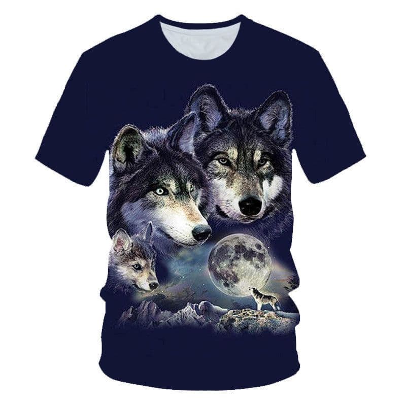 image-Wolf 3D Print T-Shirt - Black Short Sleeve