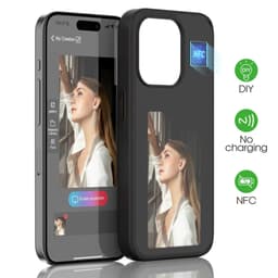 image-DIY Ink Screen Phone Case for iPhone 14/15Pro - Black, Shockproof, NFC