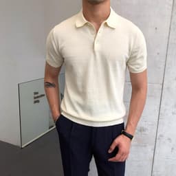 image-Slim-fit Cotton POLO Shirt Men Short Sleeve