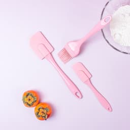 image-Silicone Scraper 3-Piece Set - Cream Spatula Oil Brush Baking Tool