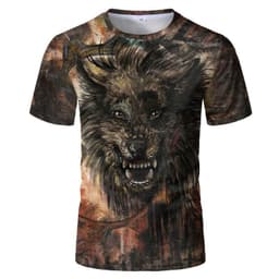 image-Wolf 3D Print T-Shirt - Black Short Sleeve