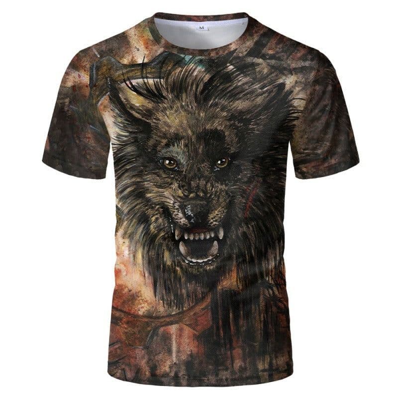 image-Wolf 3D Print T-Shirt - Black Short Sleeve