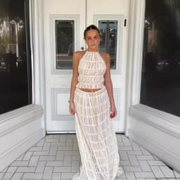 image-2024 summer new European and American cross-border sexy backless halter neck foreign trade pleated lace vest long skirt suit