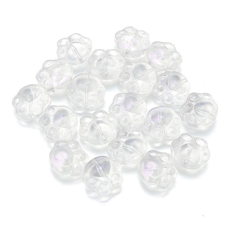 image-Glass Bear Claw Beads 20pcs - Colorful 3D Cat Claw DIY