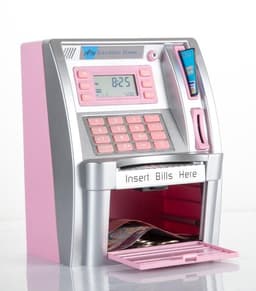 image-ATM Piggy Bank - Silver Black Plastic 23×17.5×24.5cm