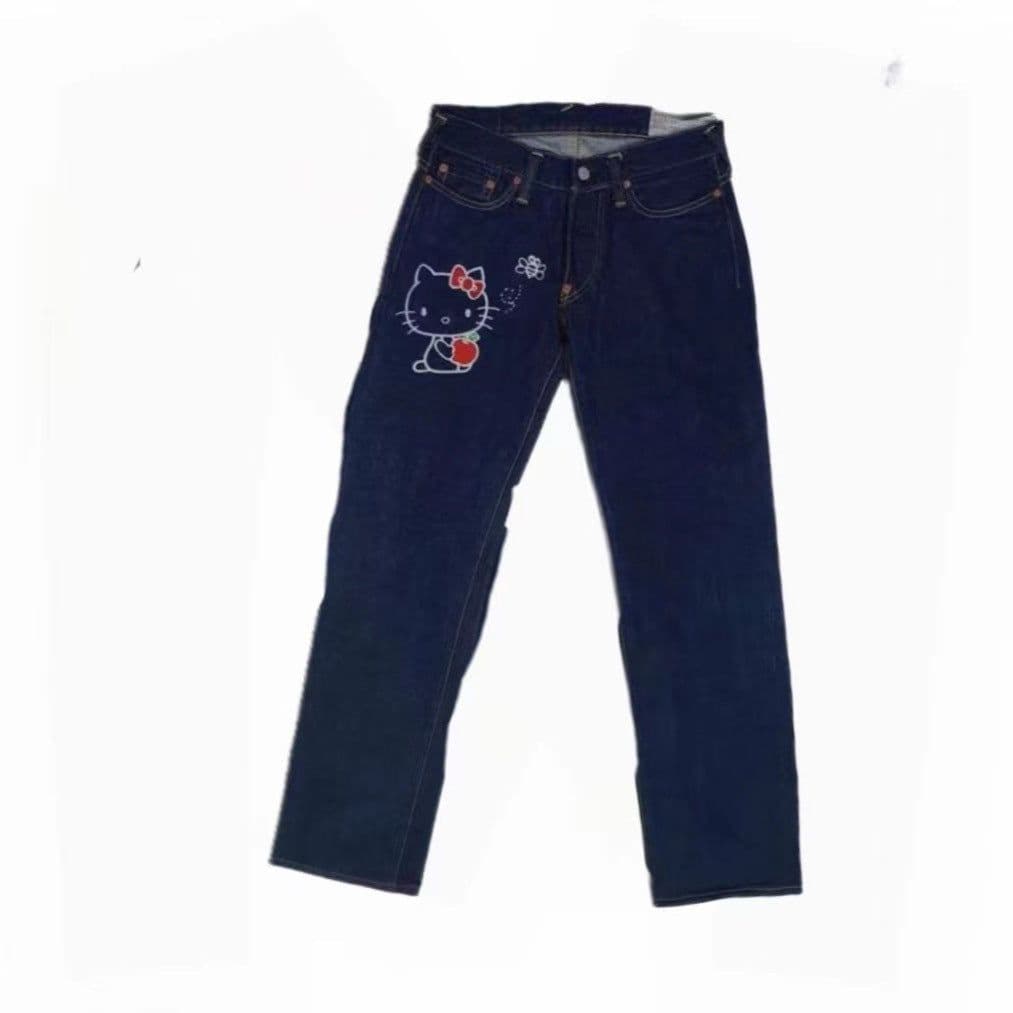 image-2023 Hello Kitty Print Jeans Loose Straight Pants