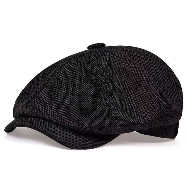 image-Men's Retro Beret - Dark Gray Cotton Linen L