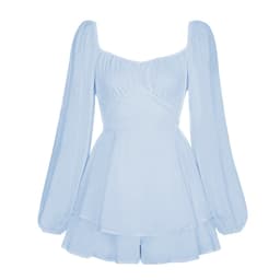 image-Women's Solid Color Long Sleeve Strappy Jumpsuit Ruffles