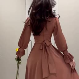 image-Women's Satin Dress - Amber Waist Long Sleeve XXL