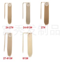 image-European and American wig ponytail straight hair extension Velcro chemical fiber ponytail female wig ponytail hair
